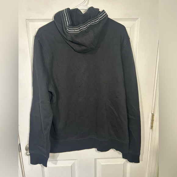 Michael Kors MK Men’s Large Black Hooded Sweatshirt Tape Logo Hoodie - Picture 10 of 13